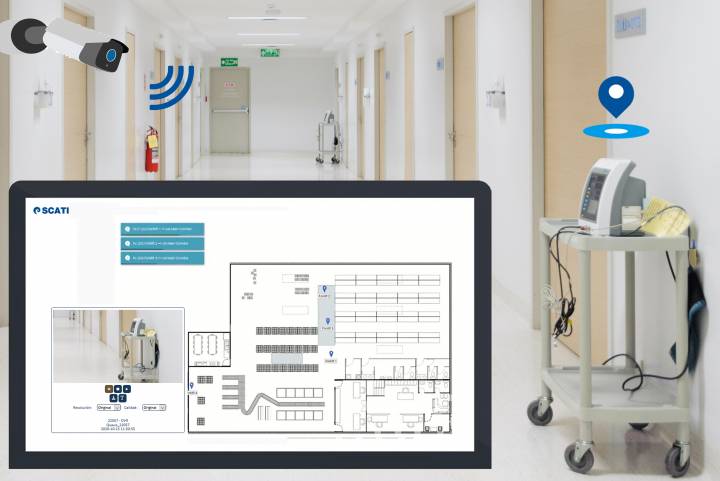 Supervision and identification of medical equipment by GPS system